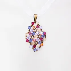 Pendant 40cm - Terence Rhombus S-Violet Organza - Pendant 40cm - Laiton bronze